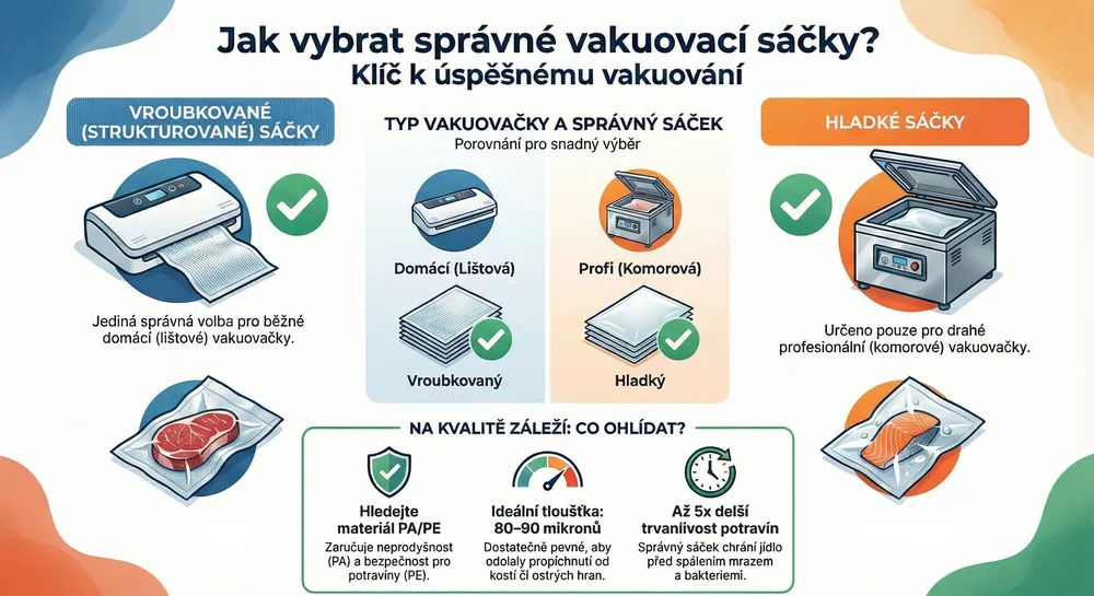 Hladké nebo vroubkované vakuovací sáčky